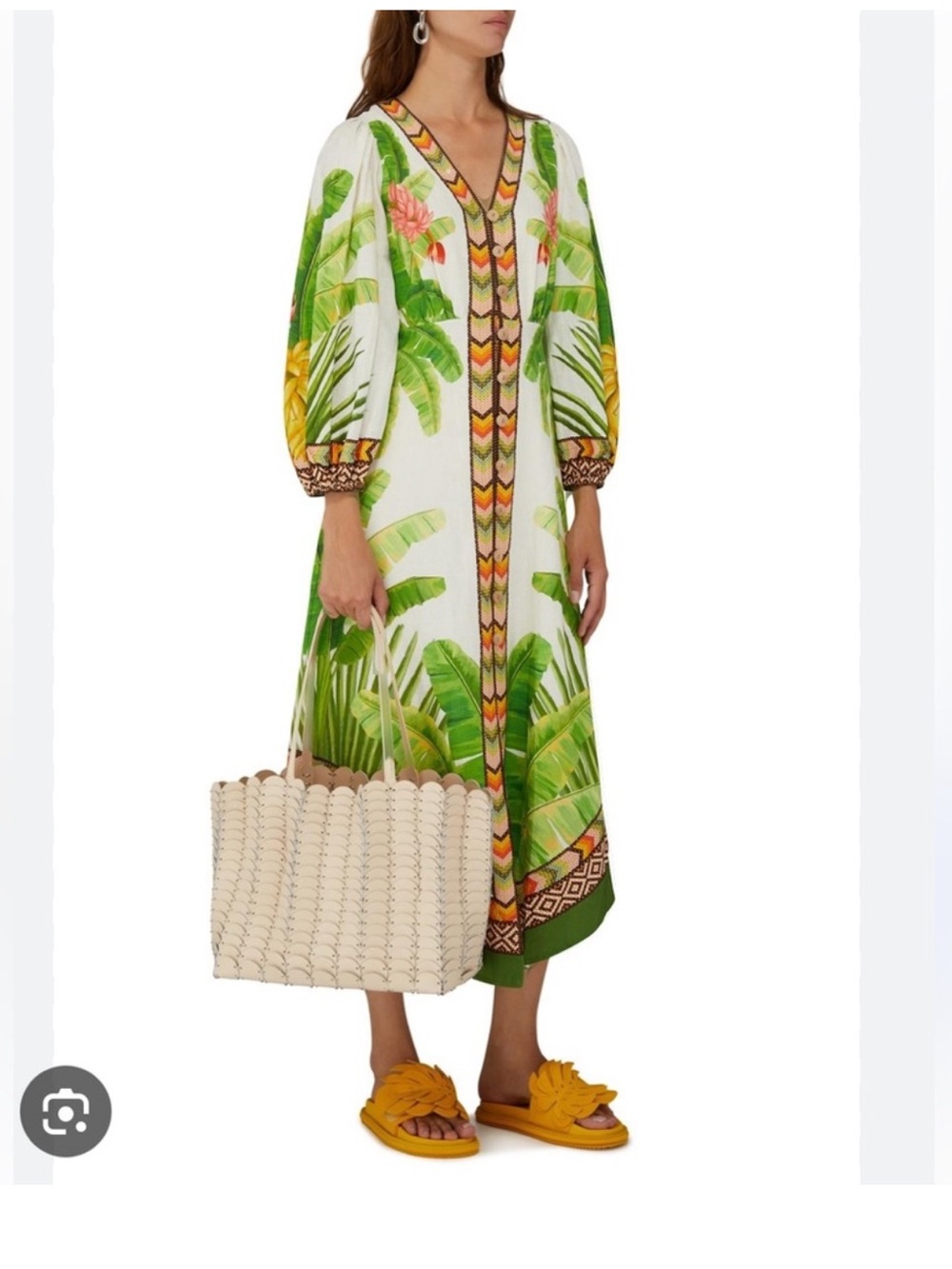 NWT Farm Rio Fresh Forest Midi Dress S Small Tropical Boho Beach - Picture 5 of 11